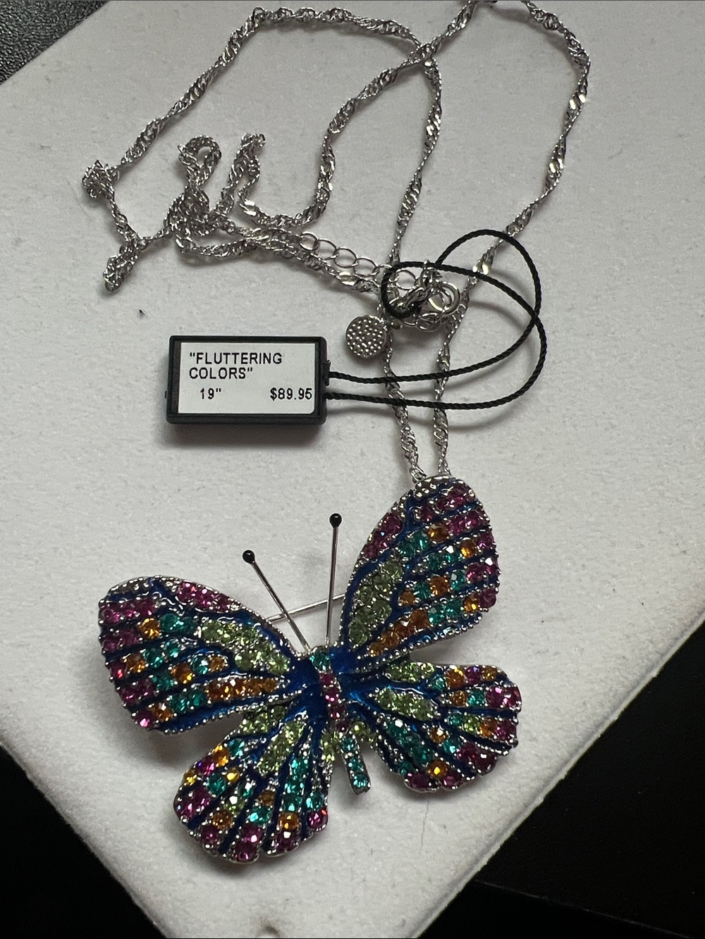 Multicolor Crystal Butterfly Necklace - Fluttering Colors